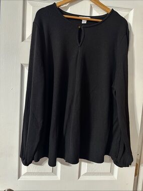 Liz Claiborne Black Long-Sleeve Keyhole Blouse
